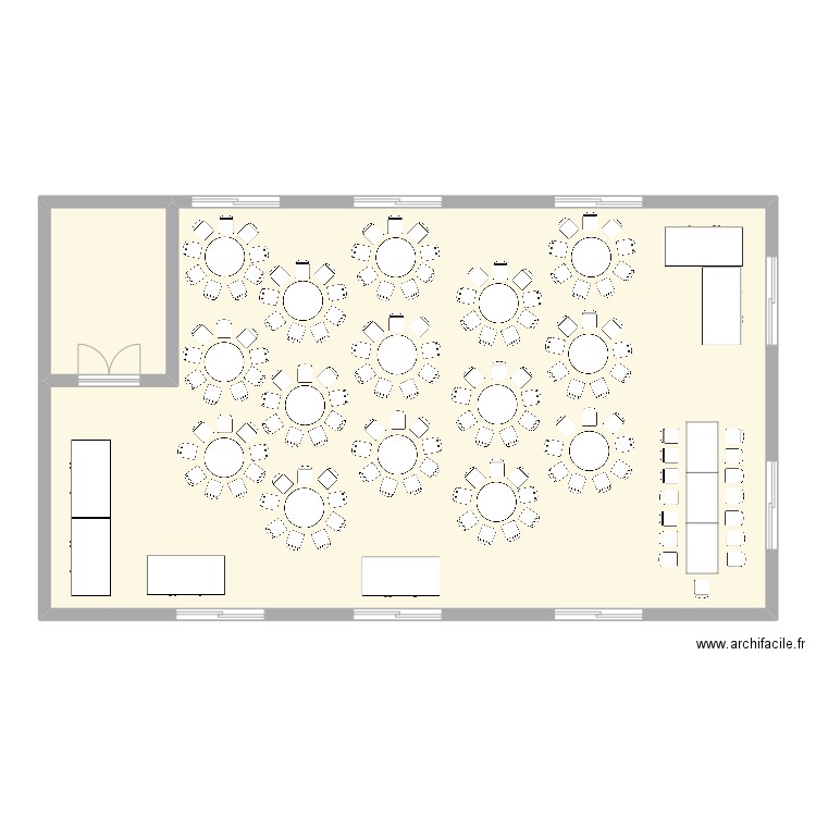Salle de mariage. Plan de 2 pièces et 145 m2