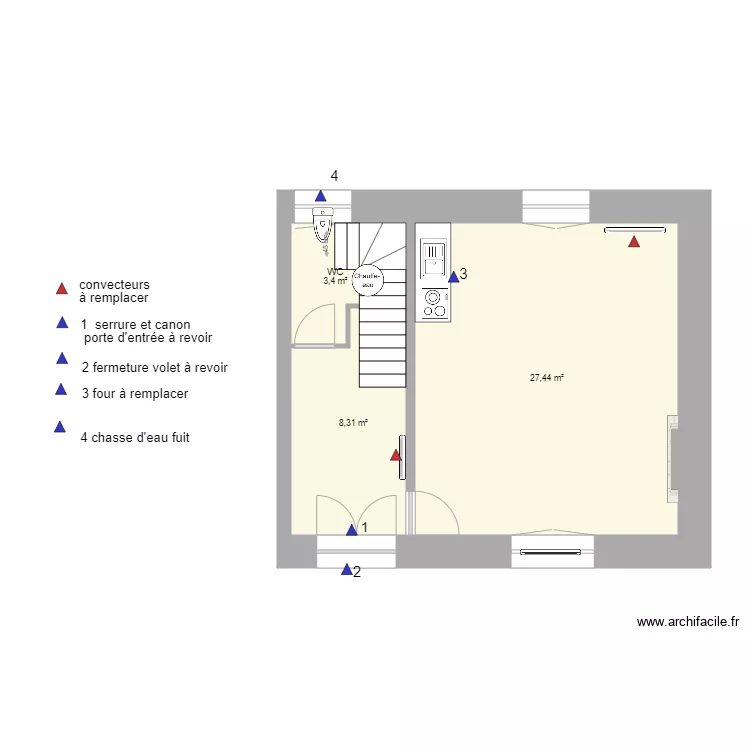 gite n3 sauves RDC. Plan de 