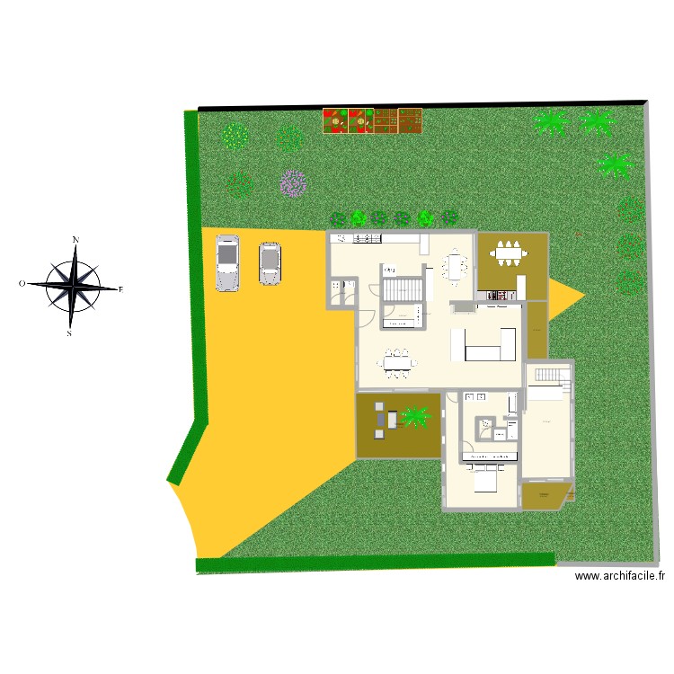 plan G. Plan de 14 pièces et 265 m2