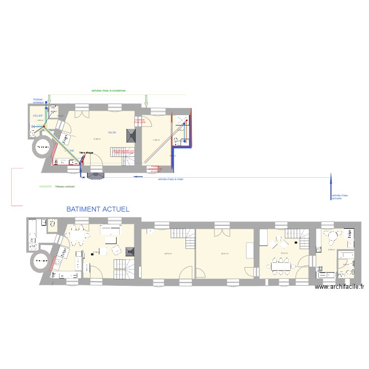 plomberie RDC entité Xav. Plan de 0 pièce et 0 m2