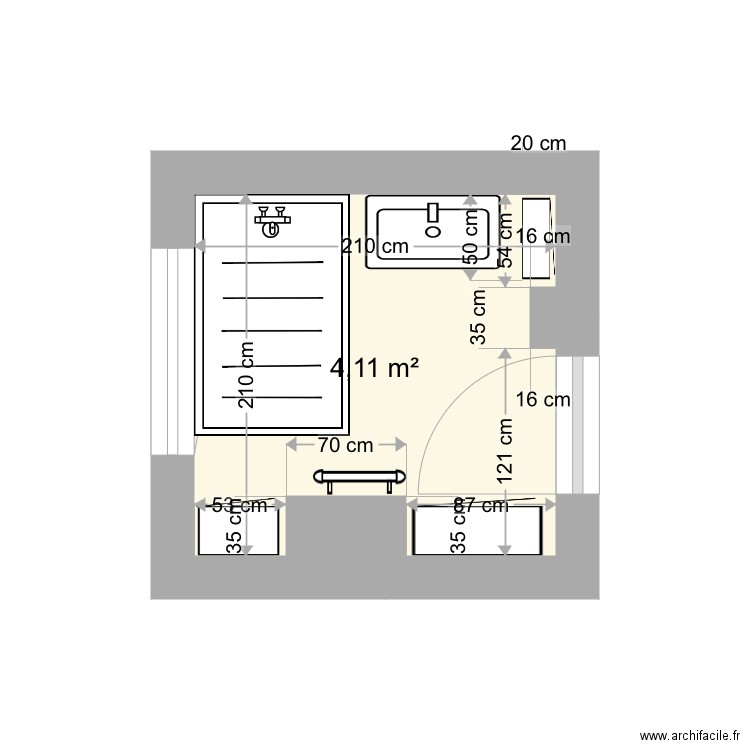 Jc sdb douche. Plan de 0 pièce et 0 m2