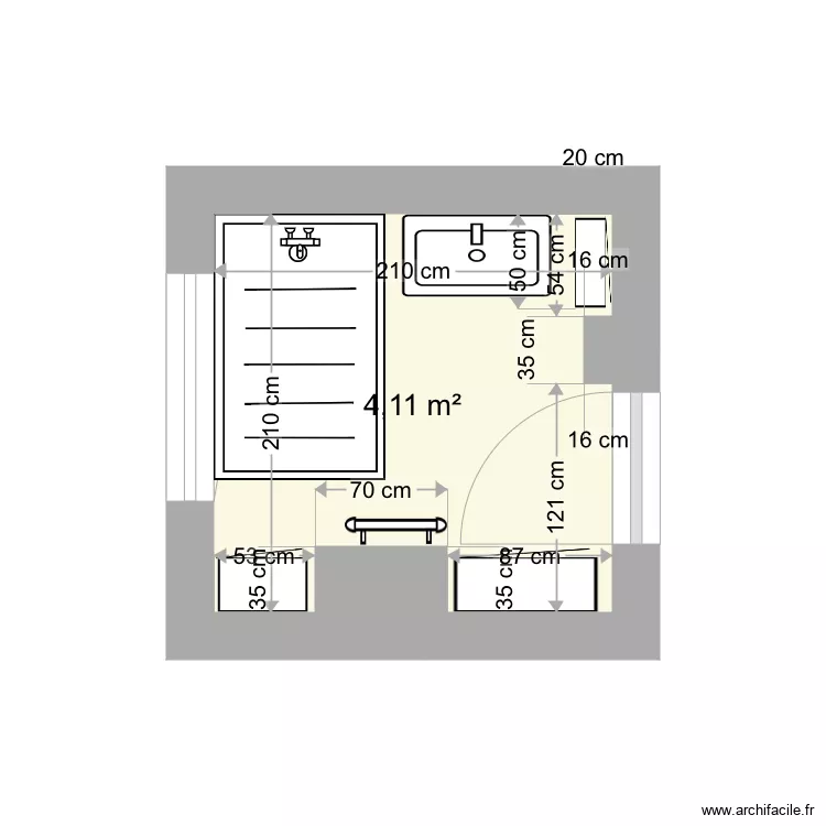 Jc sdb douche. Plan de 