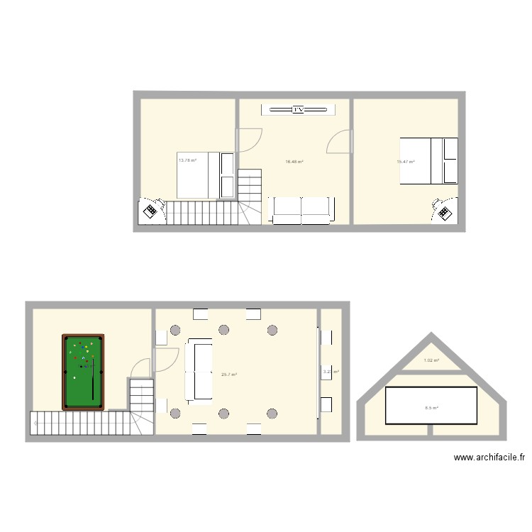 grenier. Plan de 0 pièce et 0 m2