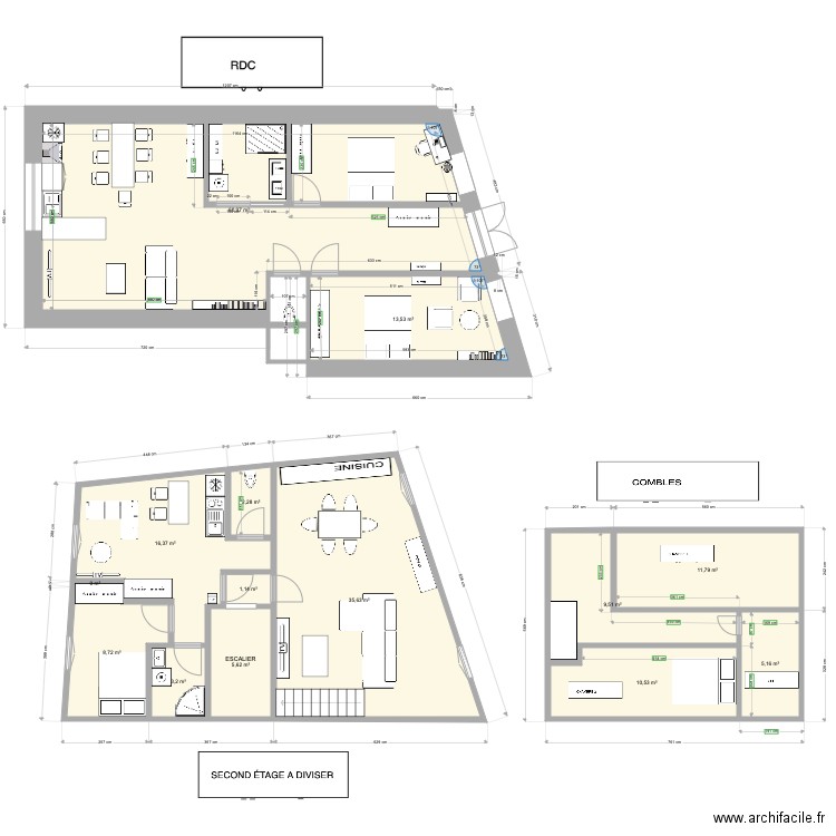 Immeuble lavelanet. Plan de 14 pièces et 184 m2