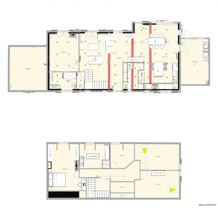 Brefordes reprise cote reelle modif sdb. Plan de 0 pièce et 0 m2