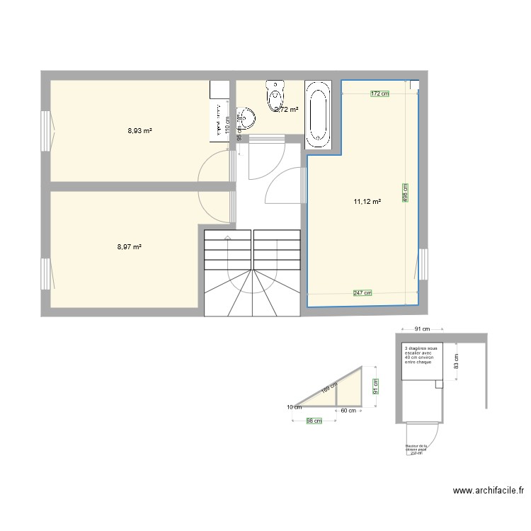 Chessy. Plan de 5 pièces et 32 m2