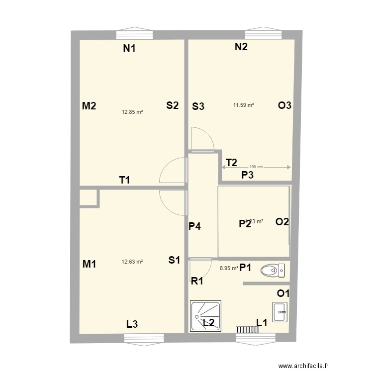 maison cloisons Codifiés. Plan de 0 pièce et 0 m2