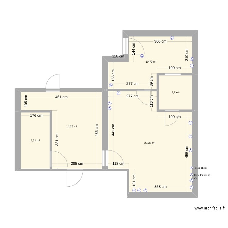Atelier Via Innova Instant Bocal. Plan de 5 pièces et 57 m2