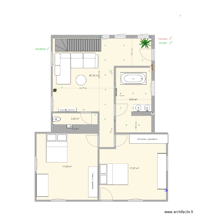 haut 9cm 05 03 2021. Plan de 6 pièces et 75 m2