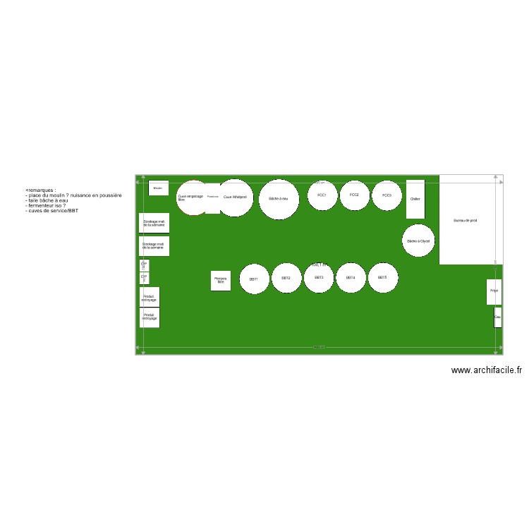 Brasserie Hangar. Plan de 1 pièce et 100 m2