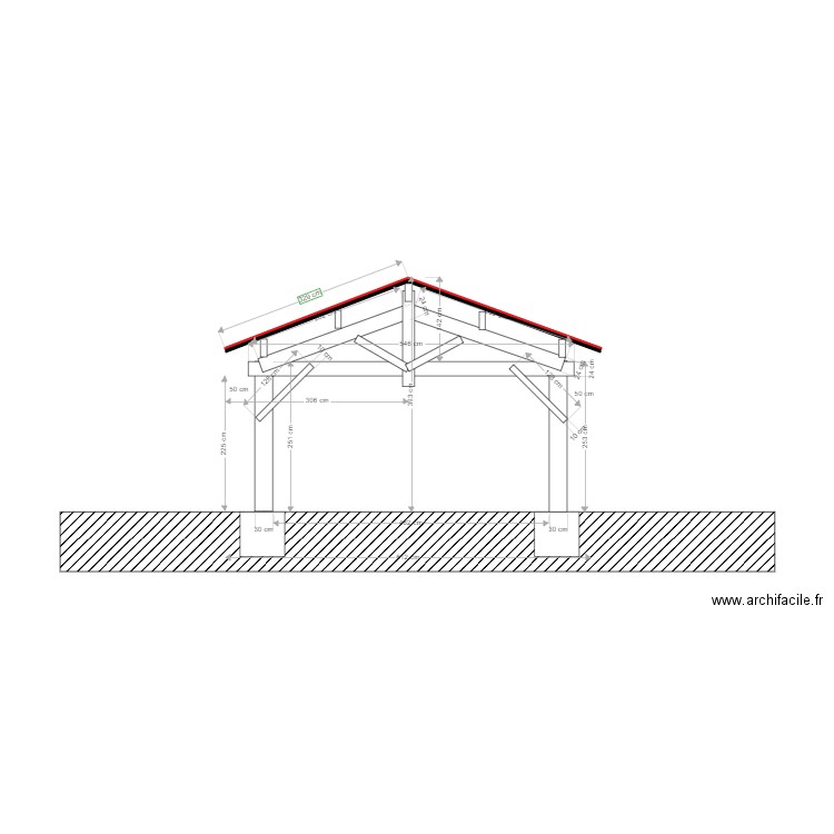 plan garage vues de coté SUD et implantation terrain naturel. Plan de 0 pièce et 0 m2