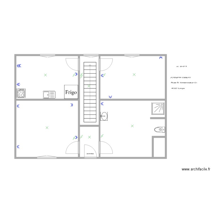 amercooeur B 011 duplix. Plan de 7 pièces et 61 m2