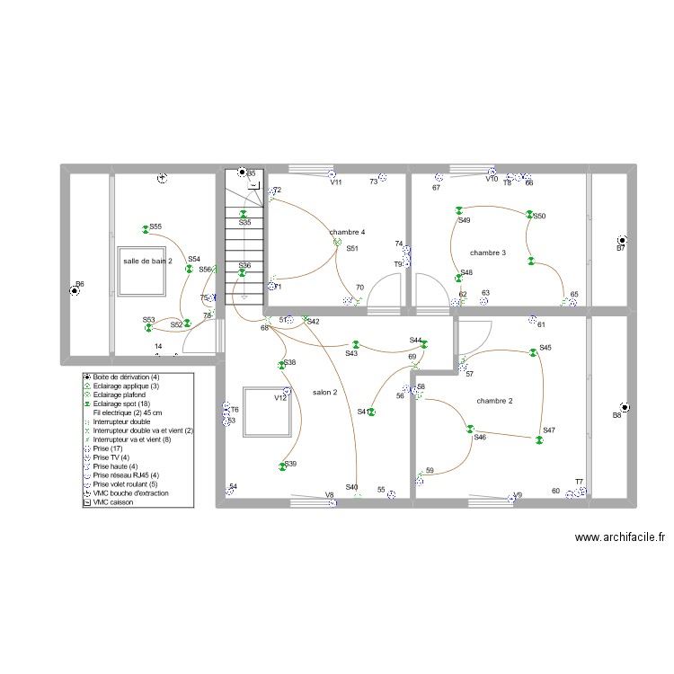 gerard 1er pc. Plan de 8 pièces et 85 m2