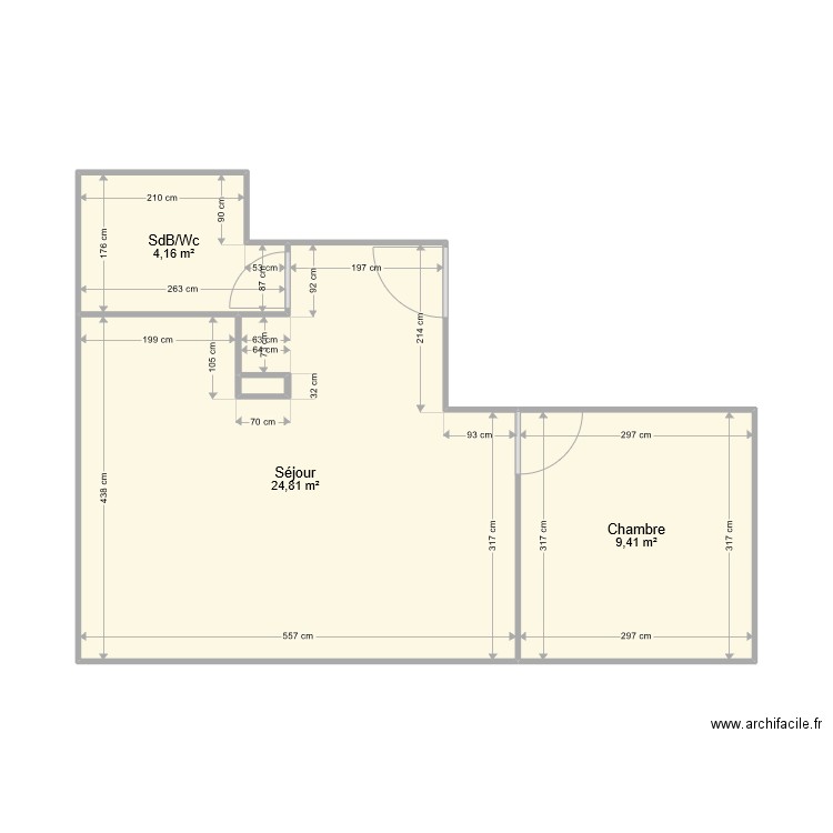 Appart Quentin_3. Plan de 4 pièces et 39 m2