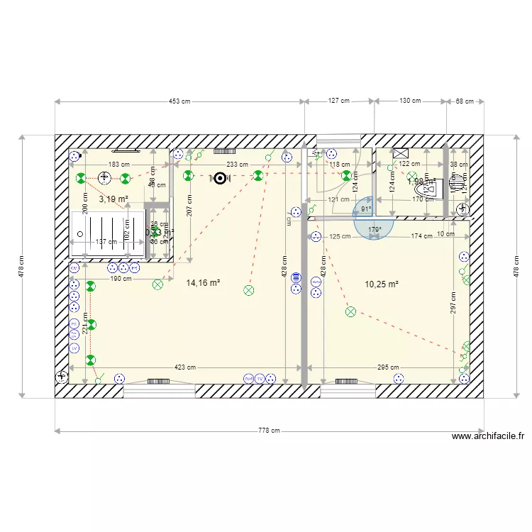 plan gite 1 &eacute;lecteur. Plan de 