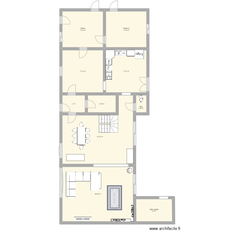 Courtijat - RC - Projet 5. Plan de 10 pièces et 160 m2