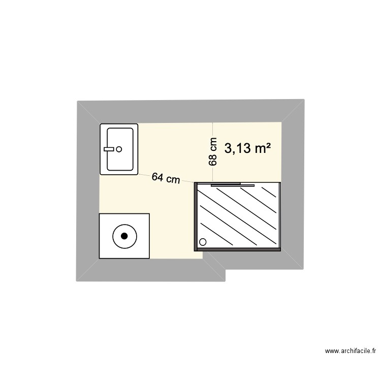 SDB St Jacques V3. Plan de 1 pièce et 3 m2