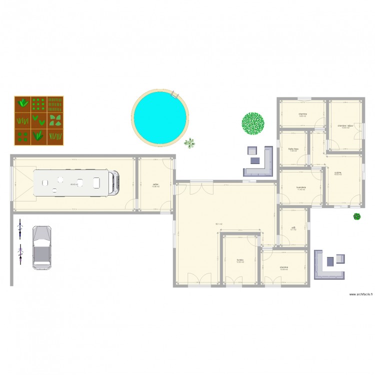 projet los dos. Plan de 11 pièces et 212 m2