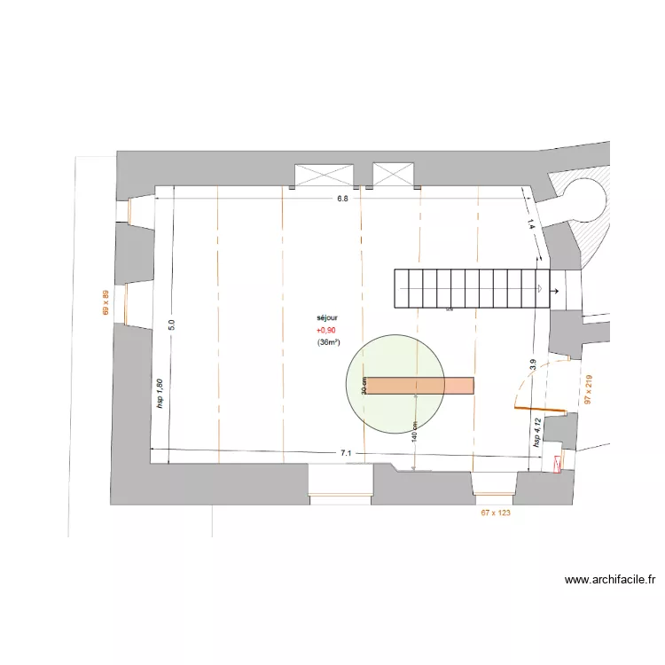 Ventilo fixation. Plan de 