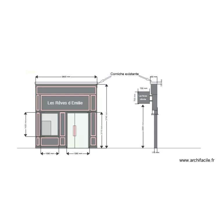 LES REVES D EMILIE GADGETERIE avec cotations. Plan de LES REVES D EMILIE GADGETERIE avec cotations. Plan de