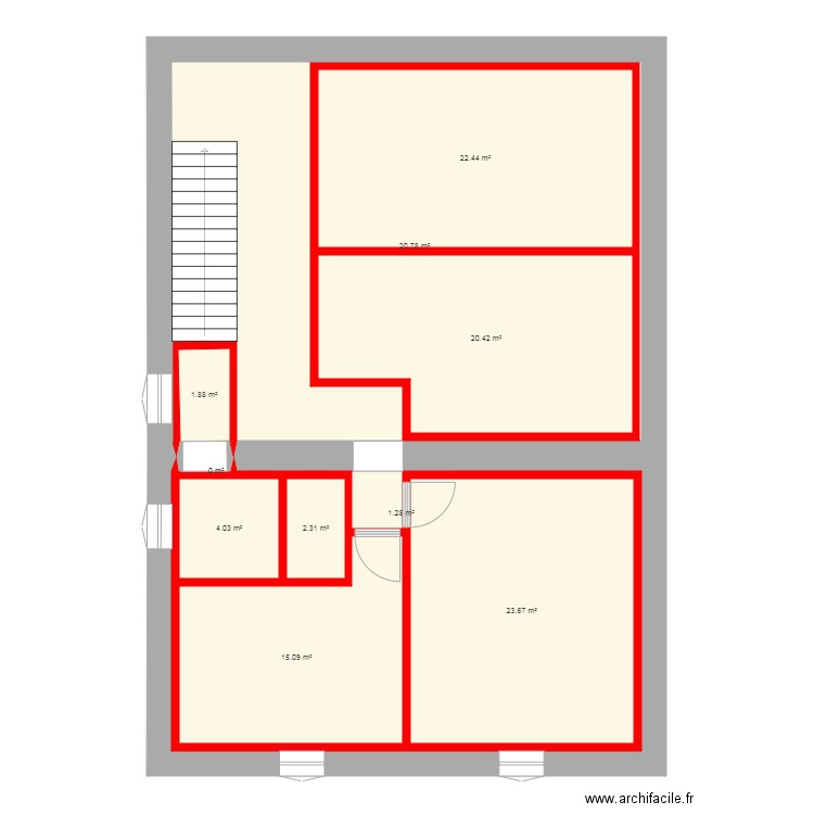 partie nuit avec murs bloqués et fenetres suite. Plan de 0 pièce et 0 m2