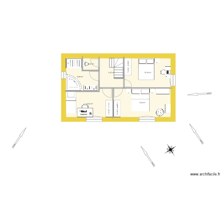 Talmont etage 1. Plan de 6 pièces et 46 m2