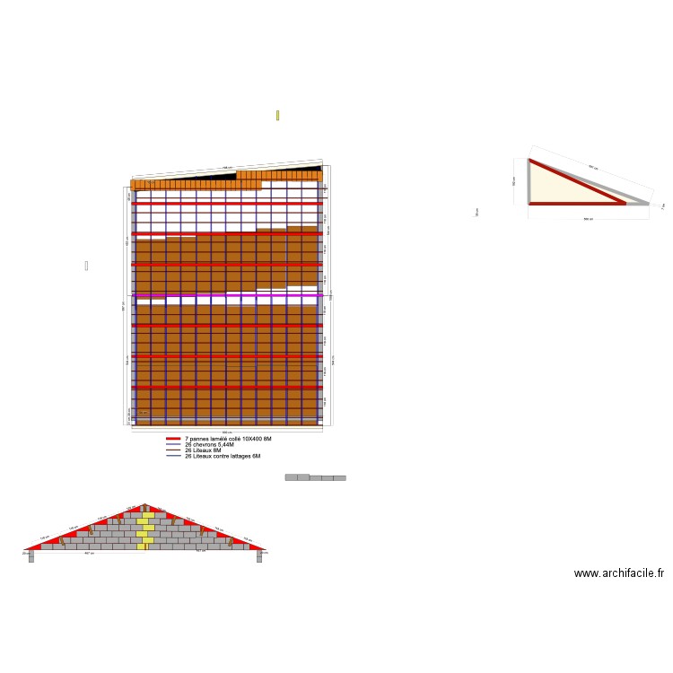 toiture. Plan de 2 pièces et 4 m2