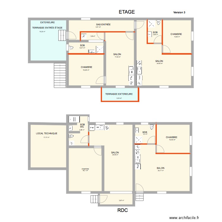maison SCHNEIDER avec cotations version 3. Plan de 0 pièce et 0 m2