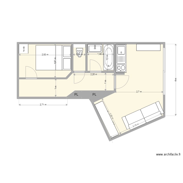 H5 202 Pompeu. Plan de 7 pièces et 29 m2