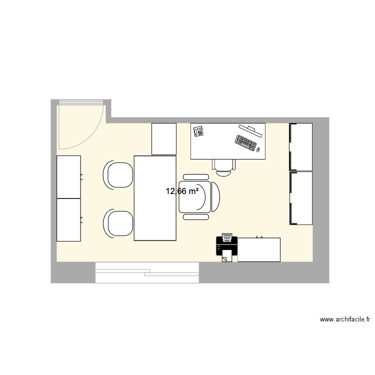 Bureau v5. Plan de 1 pièce et 13 m2