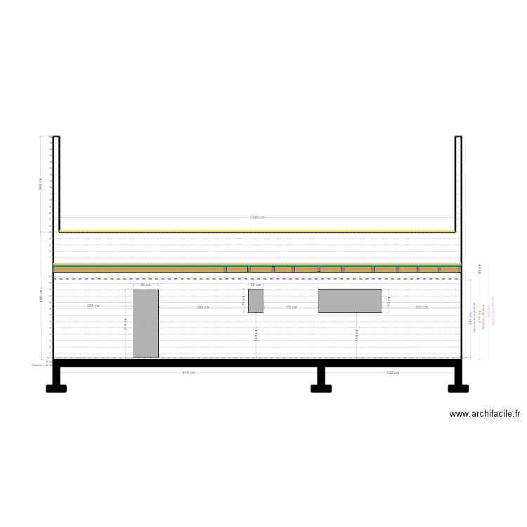 MAISON FACADE OUEST. Plan de 2 pièces et 55 m2