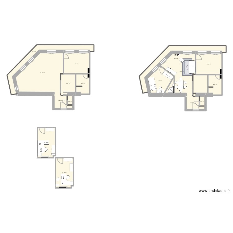 appart 2. Plan de 17 pièces et 159 m2