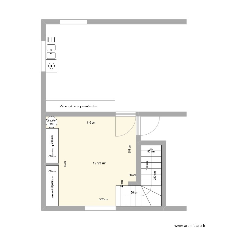 Castelli - EDL. Plan de 1 pièce et 20 m2