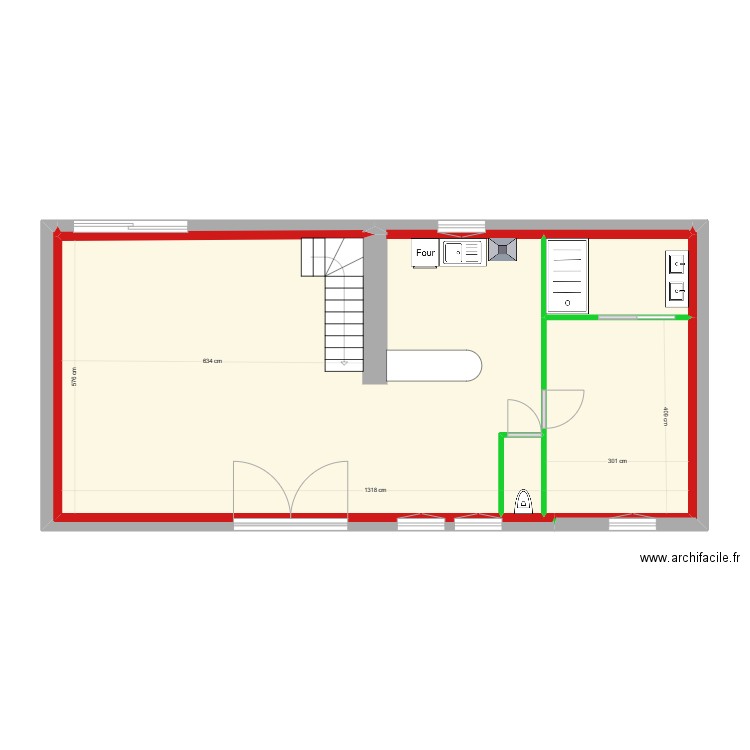 vigoureux rdc. Plan de 7 pièces et 74 m2