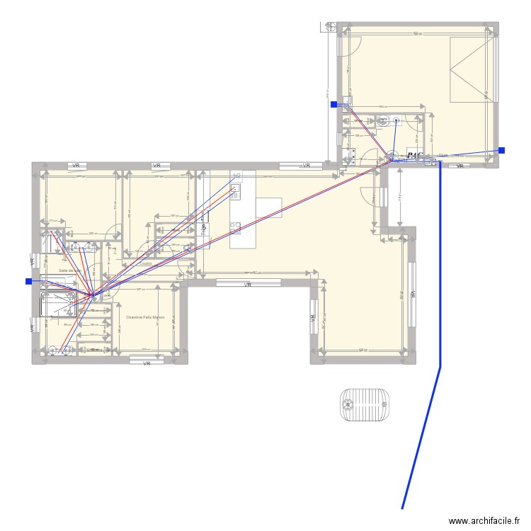 FELIX alimentations eaux chaudes eaux froides. Plan de 0 pièce et 0 m2
