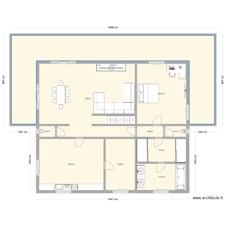 PROJET KELLY SUZANNE. Plan de 21 pièces et 389 m2