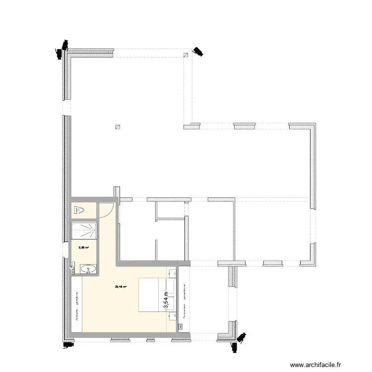 aménagement chambre vieux jour annexe. Plan de 0 pièce et 0 m2