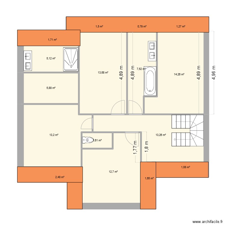 pham. Plan de 24 pièces et 197 m2