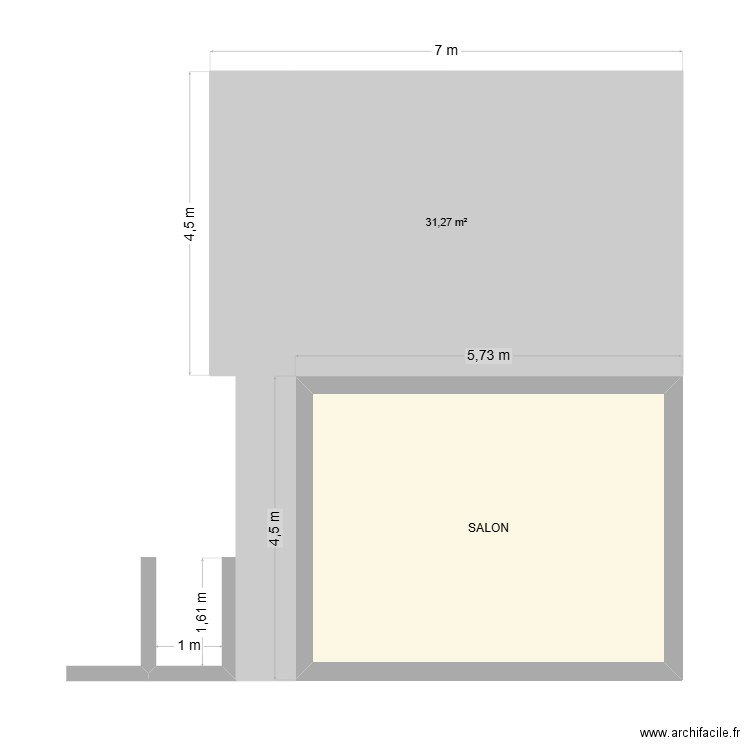 SALON + DALLE EXTENSION. Plan de 3 pièces et 56 m2
