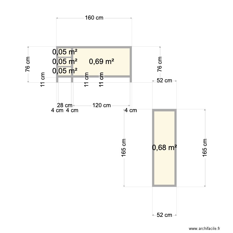 meuble SDB plan W V2. Plan de 5 pièces et 2 m2