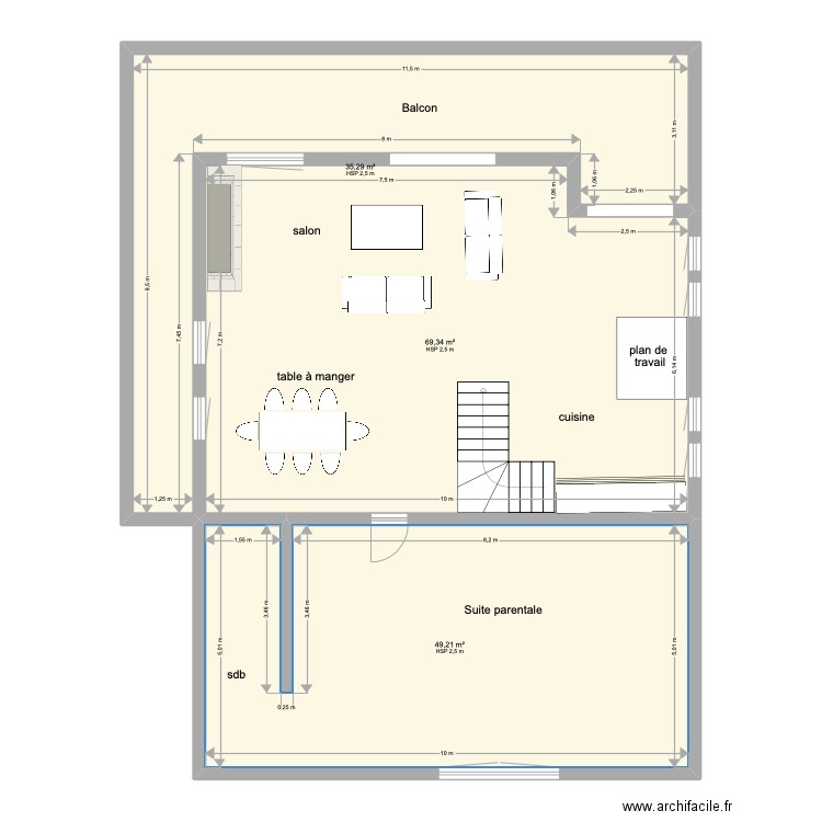 Chalet Chardon Bleu - atmosphera Elvis. Plan de 3 pièces et 154 m2
