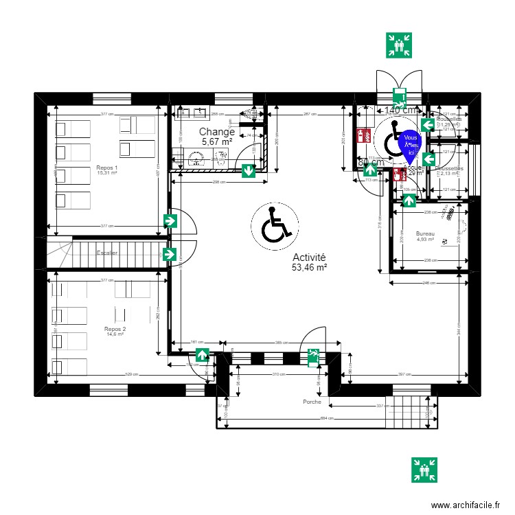 77 Meaux projet - RDC 30/08/22 Evac_Urbain. Plan de 27 pièces et 219 m2