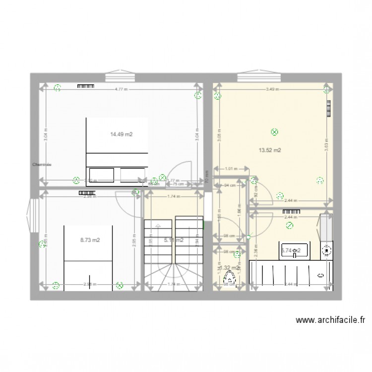 lesalleux02. Plan de 6 pièces et 49 m2