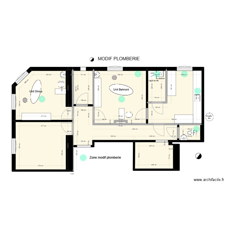 MODIF PLOMBERIE. Plan de 10 pièces et 78 m2