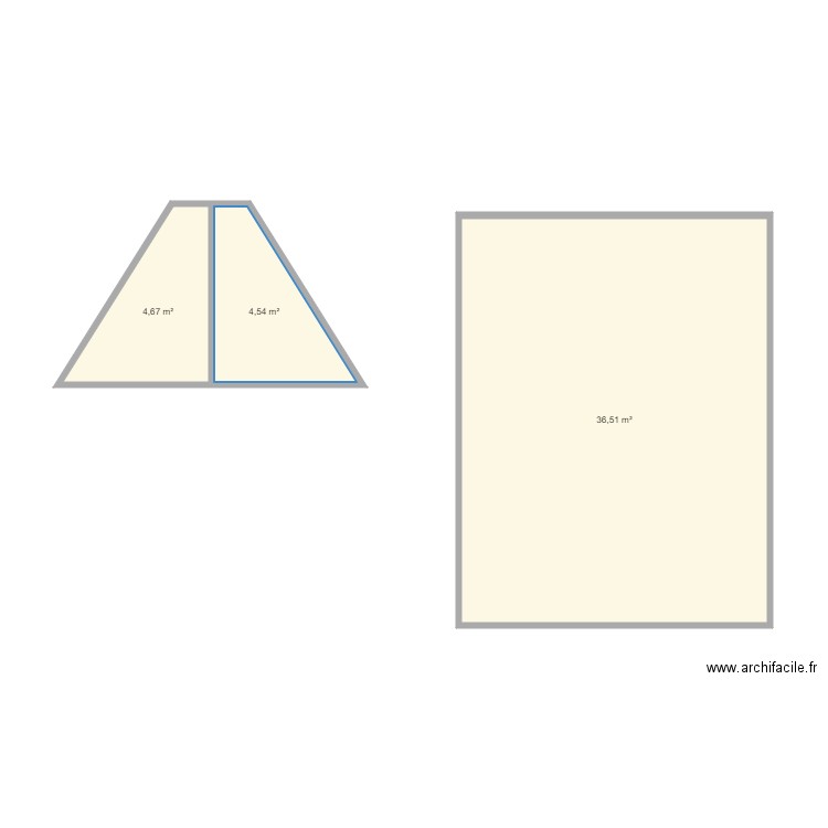 Viry noureuil Ancel. Plan de 3 pièces et 46 m2