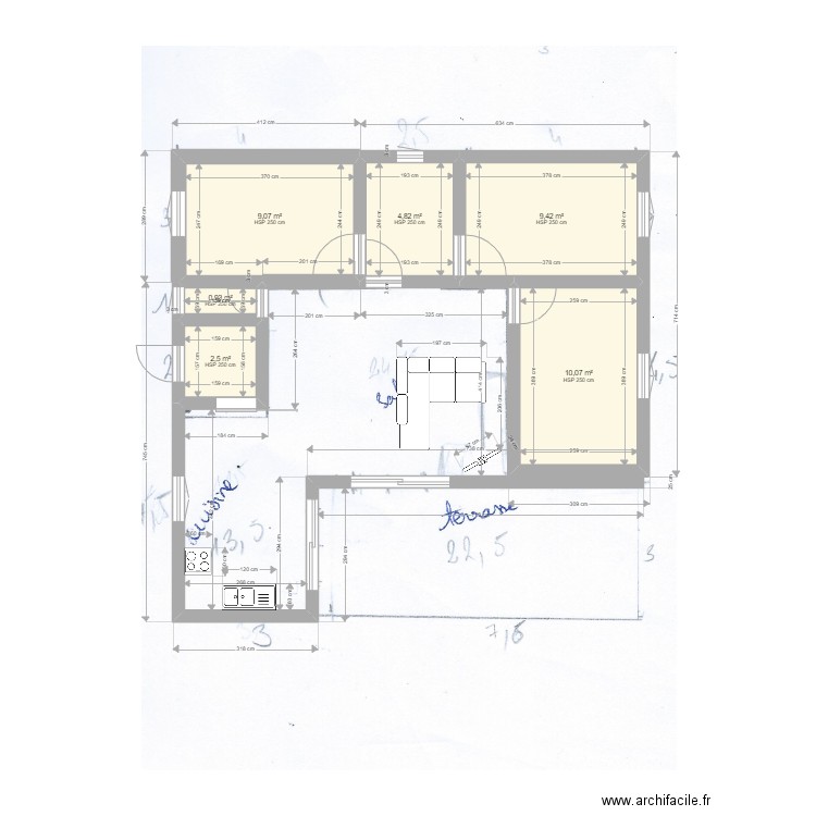 dupré. Plan de 6 pièces et 37 m2