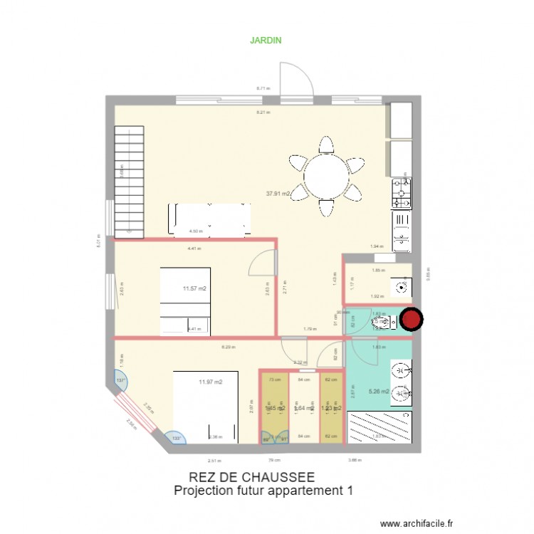 garage Boris REZ DE CHAUSS2E SANS LE GARAGE futur appartement 1. Plan de 8 pièces et 73 m2