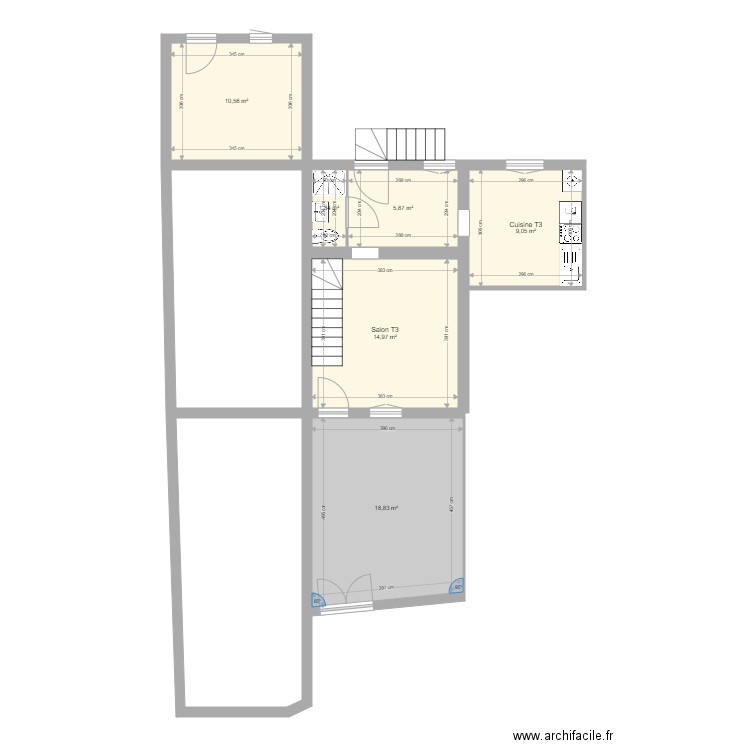 Saintines apres travaux. Plan de 20 pièces et 219 m2