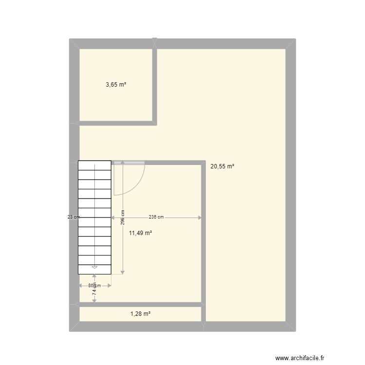 étage. Plan de 4 pièces et 37 m2