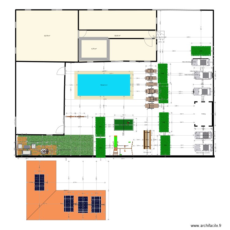 Maison Kinshasa/ Etage . Plan de 3 pièces et 78 m2